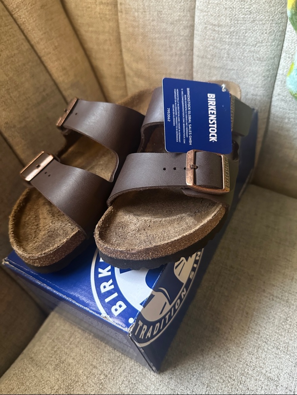 Birkenstock Arizona Dark Brown Two-Strap Sandals